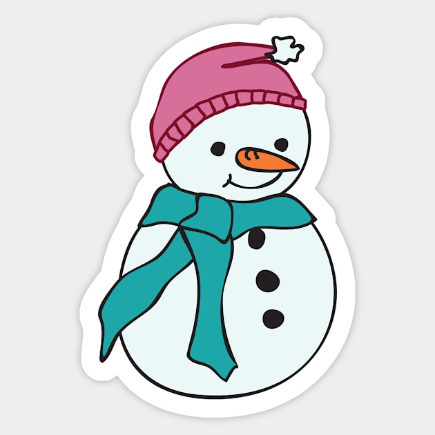 Snowman in pink hat Sticker by MegMarchiando